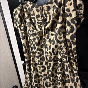 Boohoo Animal Print Dress in Black and Tan